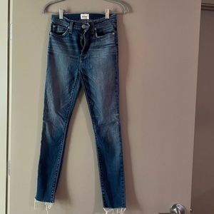 Hudson skinny jeans. Roughed hem